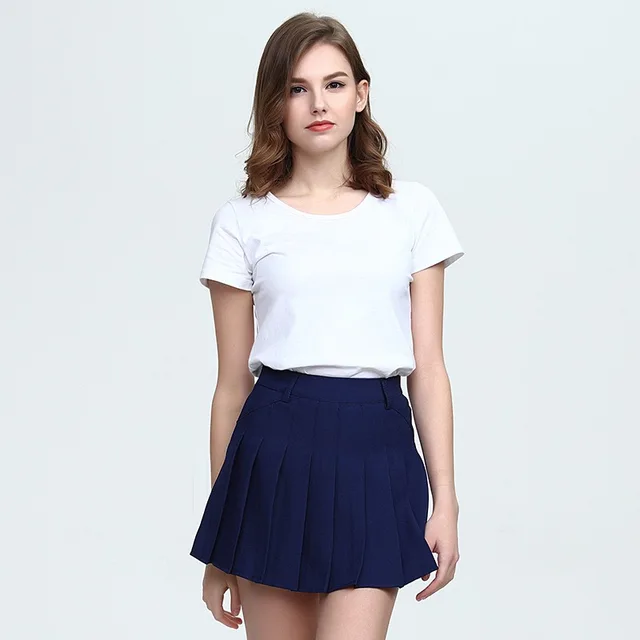 Summer Women High Waist Pleated Skirt Sweet A line Mini Skirt Japanese ...