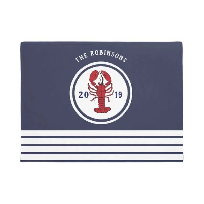 

Nautical Navy Blue Lobster Family Name | Date Doormat Home Decoration Entry Non-slip Door Mat Rubber Washable Floor Home Rug Car