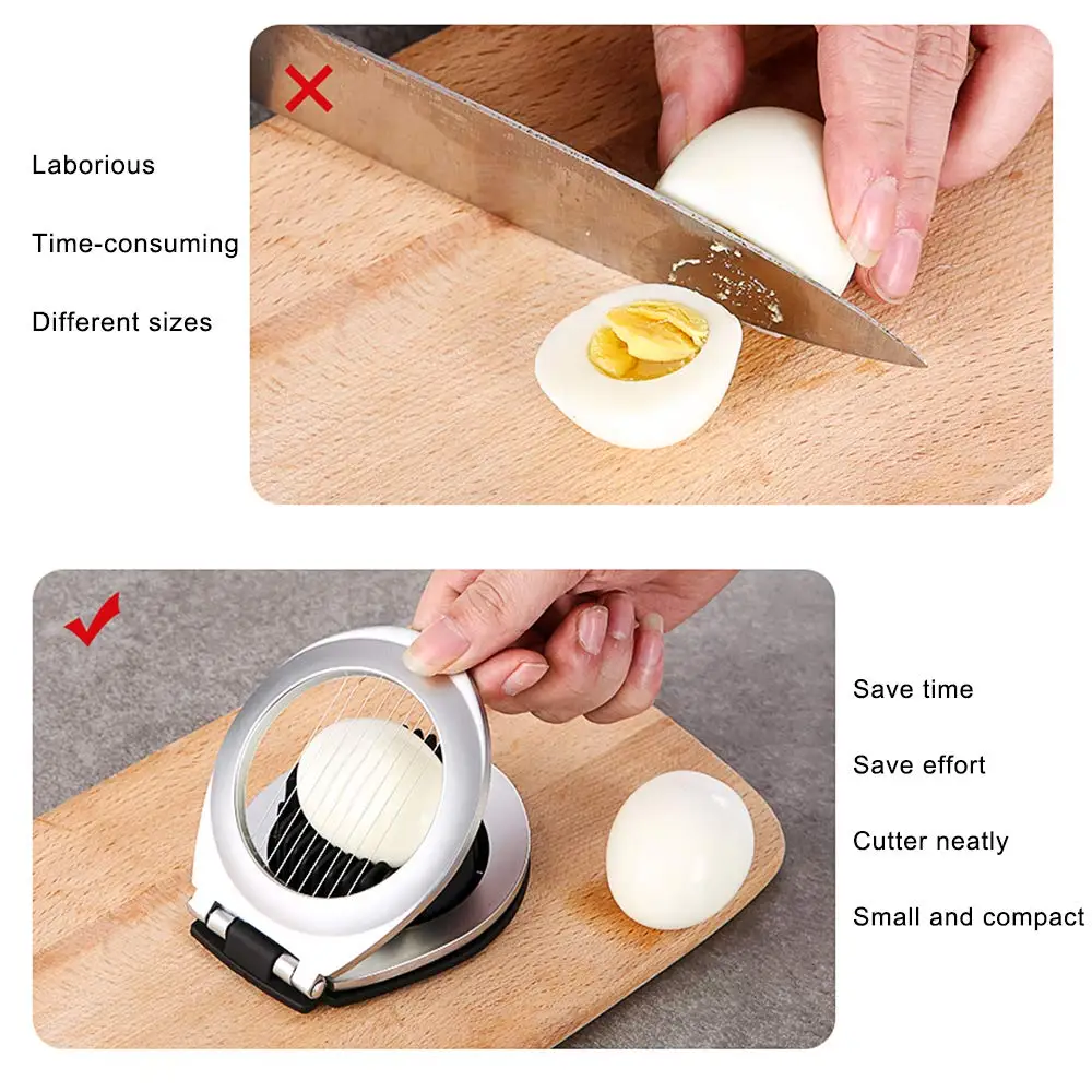 Egg Slicer, Egg Cutter Heavy Duty Slicer for Strawberry Fruit Garnish Slicer, Stainless Steel Wire with 3 Slicing Styles(black