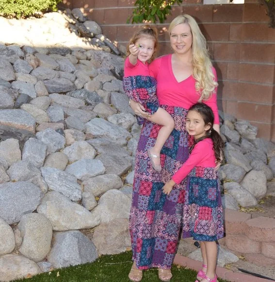 

Bohemia Mother Daughter Dresses Family Look Mommy and Me Clothes Mum Mom Mama Daughter Matching Outfits Long Dress Clothing