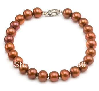 

hot sellCharming 10-11mm AAA chocolate pearl bracelet 925s/14kclasp