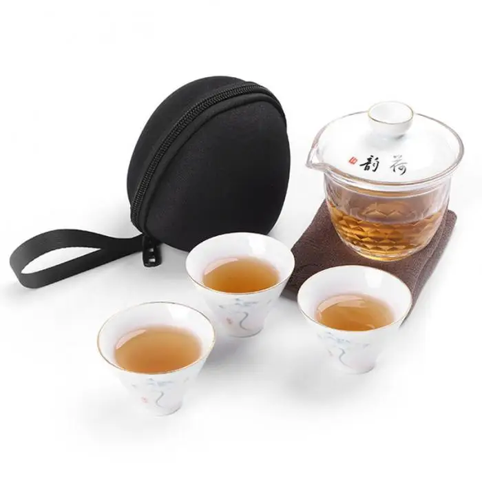 Китайская традиционная ручная роспись фарфоровые чайные чашки чайный горшок чайная чашка с сумкой Спорт на открытом воздухе кемпинг