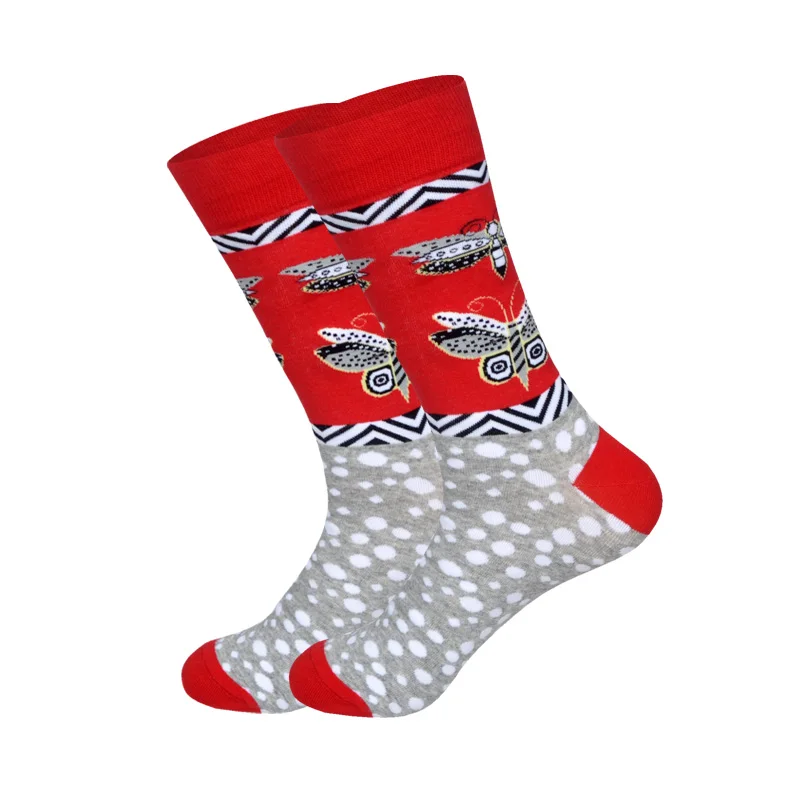 Забавный Harajuku прохладный хлопок Для мужчин экипажа носки теплые С Днем Свадьбы носки подарок улица хип-хоп птица фрукты Национальный носки