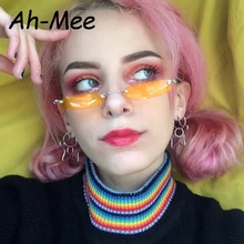 Новейшие маленькие узкие Солнцезащитные очки женские Ретро прямоугольные солнцезащитные очки Брендовые дизайнерские женские очки без оправы квадратные цветные линзы