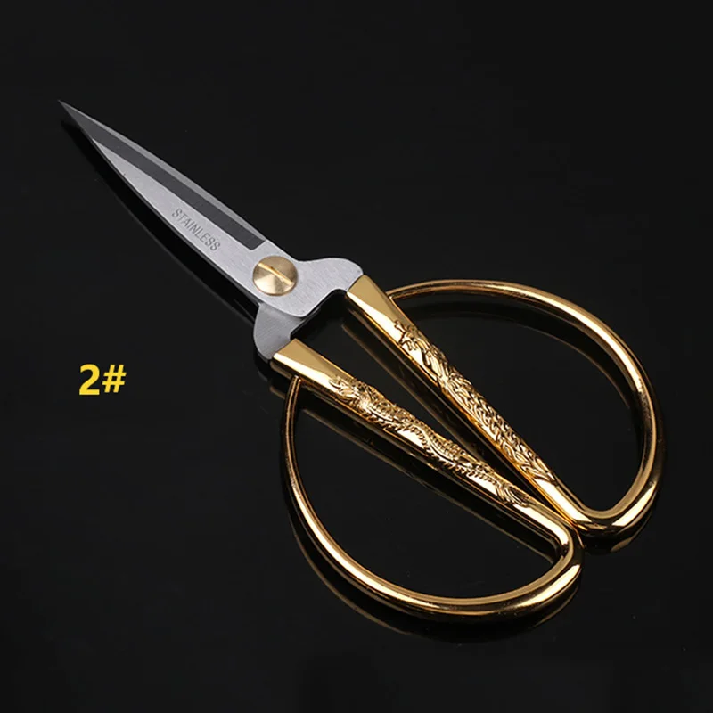 

HOT Scissors Stainless Steel Carved Gold Tone Dragon For Needlework Party Sewing Dressmaker NDS66
