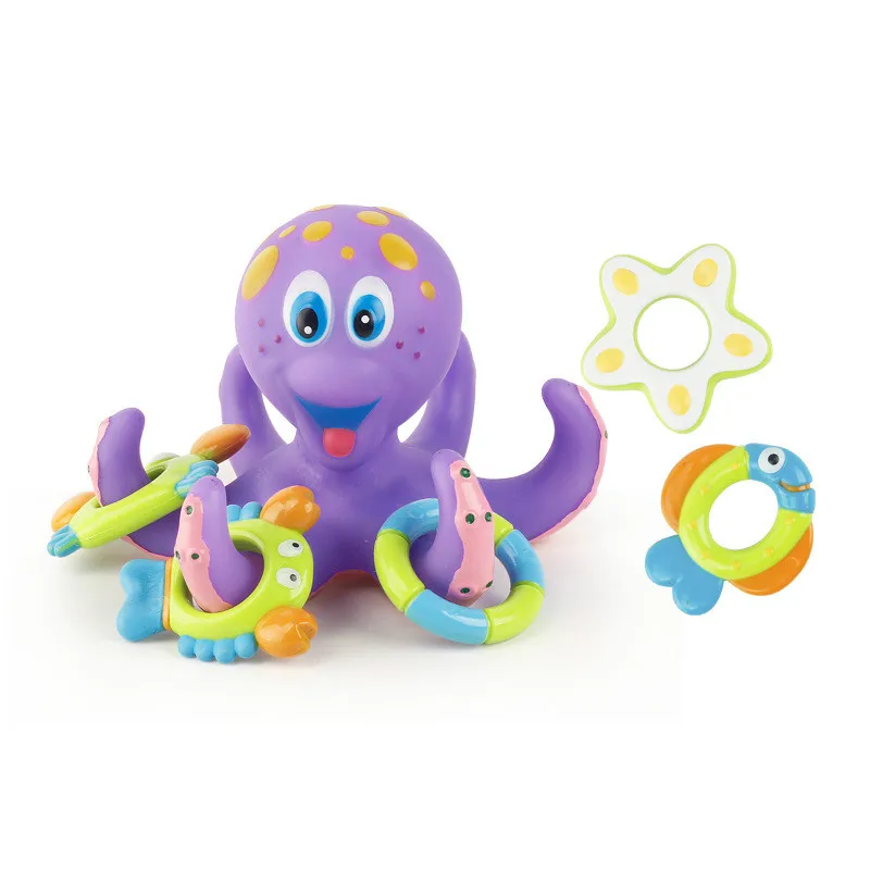 Осьминог игрушка для ванной забавные плавающие игра, одевание колец Ванна ing бассейн игрушки для детей маленьких детей