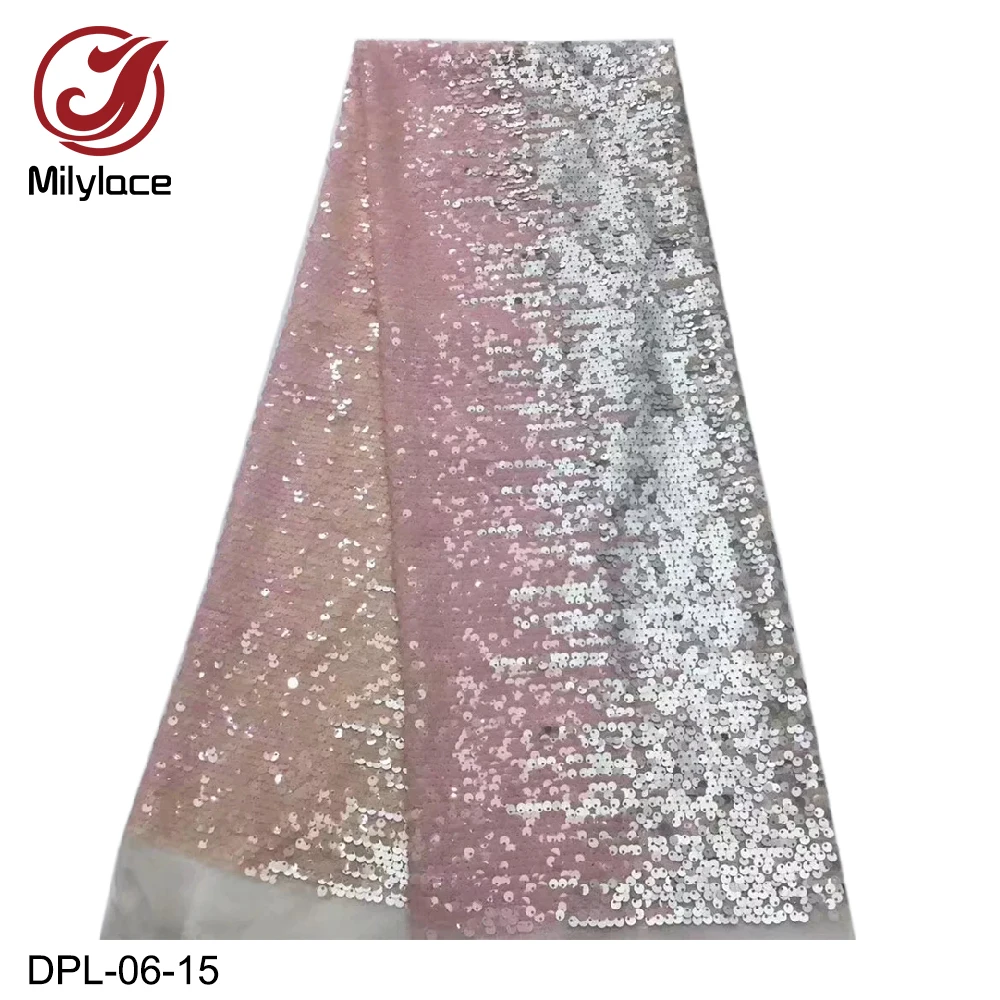 

Milylace 2019 African lace fabric 5 yards tulle lace fabric with shiny imagic colorful sequins material for party dresses DPL-06