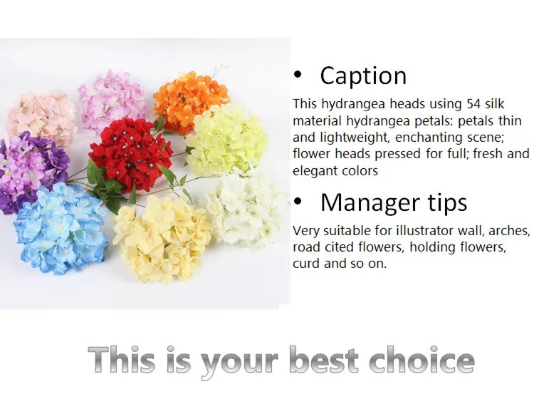 Luxury Artificial silk Hydrangea Flower Head 15cm For DIY Wedding Wall Flore Party Home accessory Decoration Flower 20colors (5)