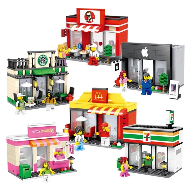 City Street Blocks Building Blocks Sets Compatible With LegoING City Streets Scene Architecture Building Block Toys Dropshipping