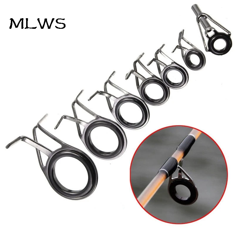

MLWS 7Pcs Mixed Size Fishing Top Rings Pole Rod Repair Kit Line Guides Eyes Sets