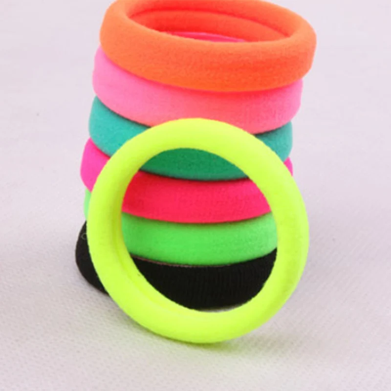 5pcs Women Girls High Elasticity 4cm Medium Thick Rolled Towel Hair Rope Candy Solid Color Rubber Band Ring Ponytail Holder