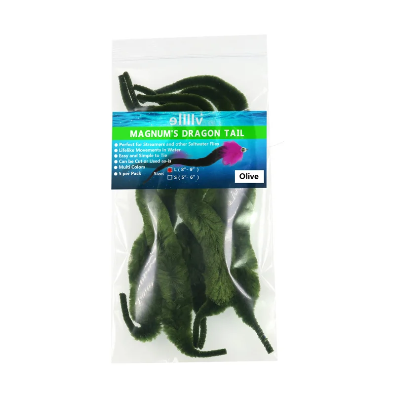 5 шт./упак. 12 Цветов Морская рыбалка приманка для ловли наживки для завязывания Материал Magnum для хвоста дракона для Щука маски - Цвет: 5pcs olive