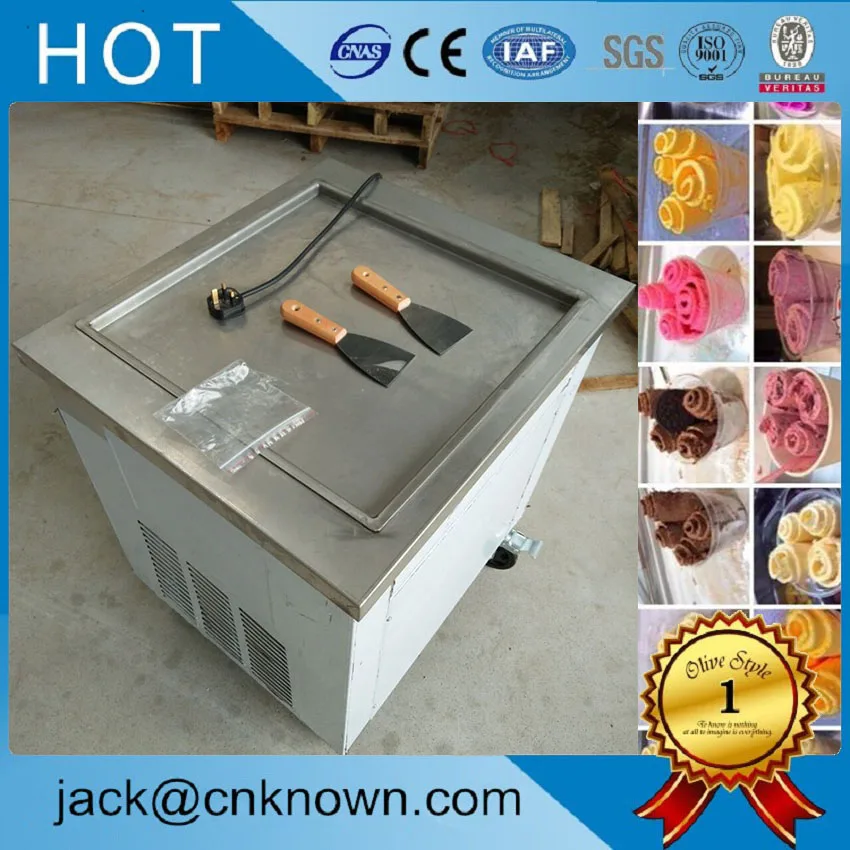 

2100 W high quality 304 Stainless Steel durable cold stone marble slab top 1 pan fry ice cream roll machine
