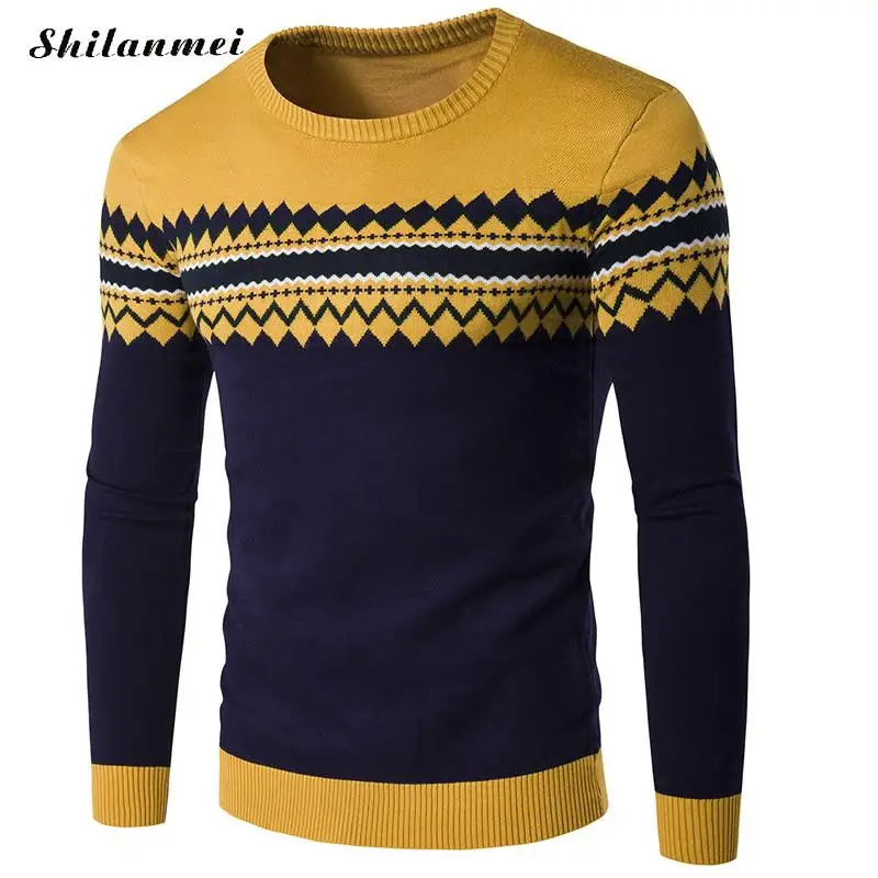 Рождественский свитер для мужчин Pull Homme полосатый длинный рукав мужской вязаный свитер пуловер мужской s теплые свитера 2017 зимние Джемперы