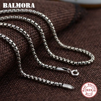 

BALMORA Retro 100% Real 925 Sterling Silver Chains Necklaces for Women Men Classic Silver Jewelry Accessories Bijoux