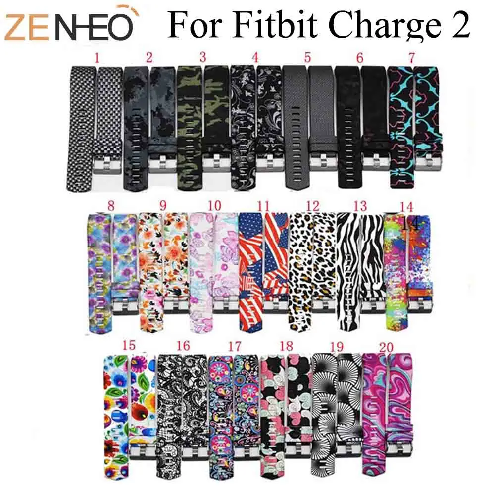 

For Fitbit Charge 2 Band printing Silicone Bracelet Watch Bands Wrist Strap Replacement for fitbit Charge 2 Sport wristband