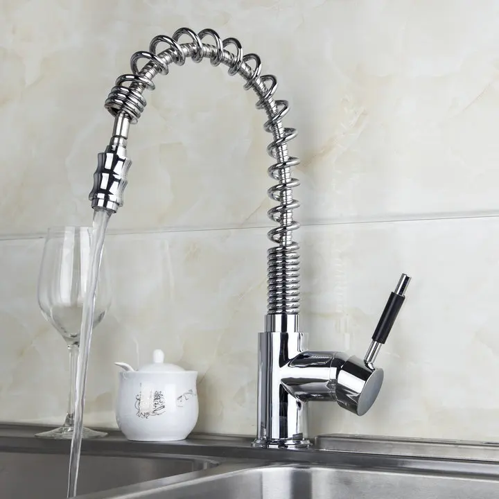 

New Chrome Kitchen Faucet Put Out Spout Single Handle Vissel Sink Tap Mixer Kitchen Cozinha Torneira Kpah 8547