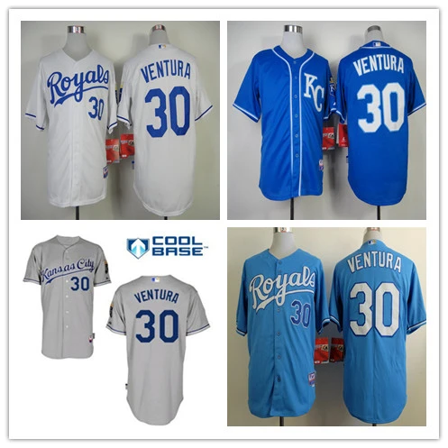 30 Yordano Ventura KC Blue Newest Design Stitched Kansas City