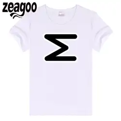 Zeagoo белый Повседневное одноцветное Plain Crew Neck Slim Fit мягкий короткий рукав Футболка Для женщин Математика символ sigma