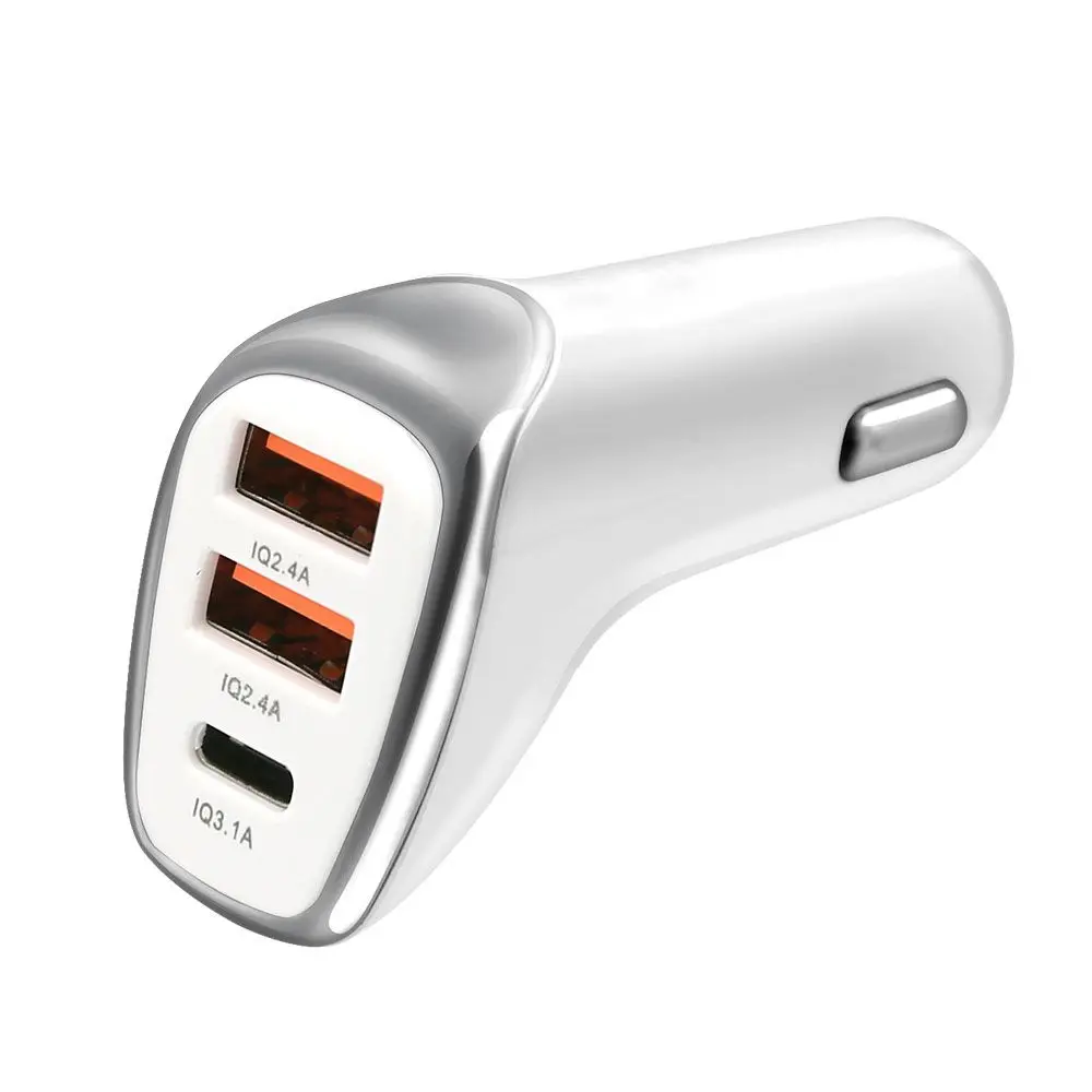 

2-in-1 Car Charger USB Type C Smart Quick Charger for iPhone 6/7/8/X Xiaomi Samsung Galaxy S8 etc Fast Mobile Phone Charger