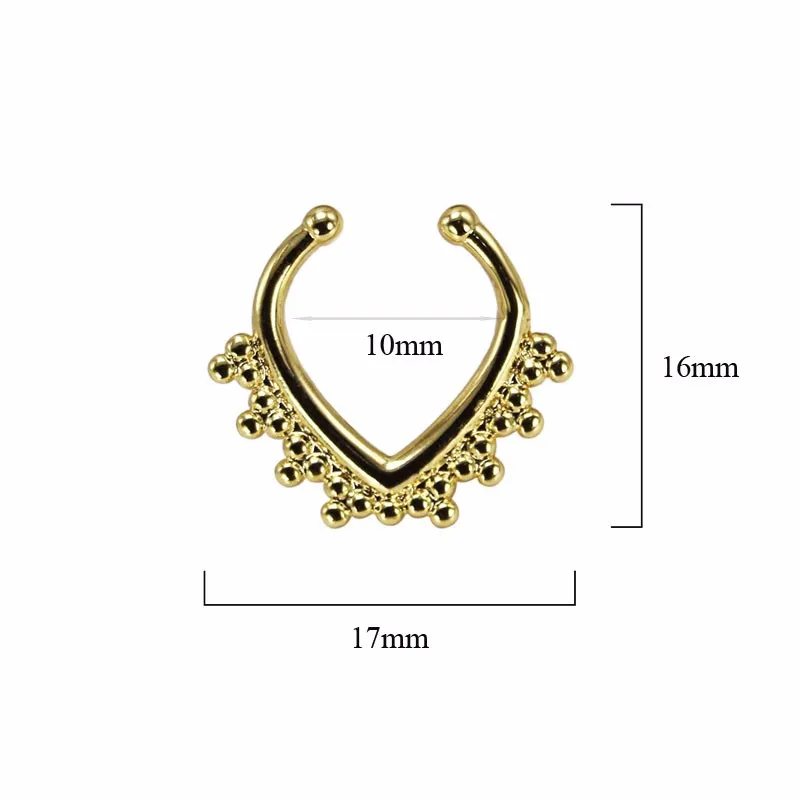 fashion sexy women's septum clicker fake nose rings non-piercing clip hanger gold black heart body jewelry girls free shipping4