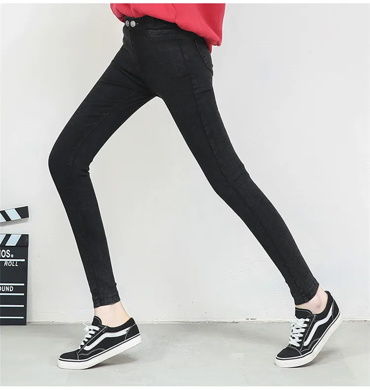 2019 Большие размеры Брюки женские черные повседневные брюки с высокой талией джинсовые женские брюки эластичные узкие брюки стрейч женские
