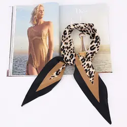 Весенний шелковый шарф с леопардовым принтом для женщин Модный дизайн шифоновый шарф для волос Бандана Платок женская сумка шарф лента 2019