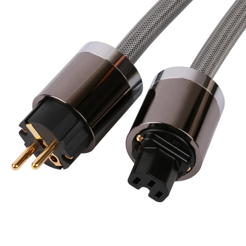 Skw enthusiast theater hi-fi power cord hifi audio line power cord 24k gold plated 3pin power cord Hi-End hifi audio power cable