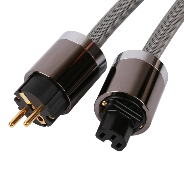 Skw schuko to iec320 c13 eu/us plug hi fi power cord audio line 24k