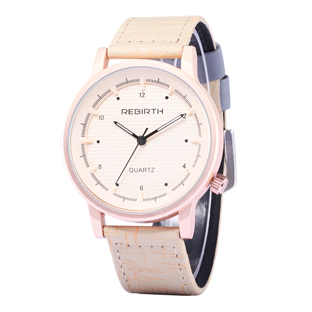 

Rebirth Women Men Clock Fashion Casual Genuine Leather bracelet Femme business Quartz Wristwatches Christmas birthday gift 2018