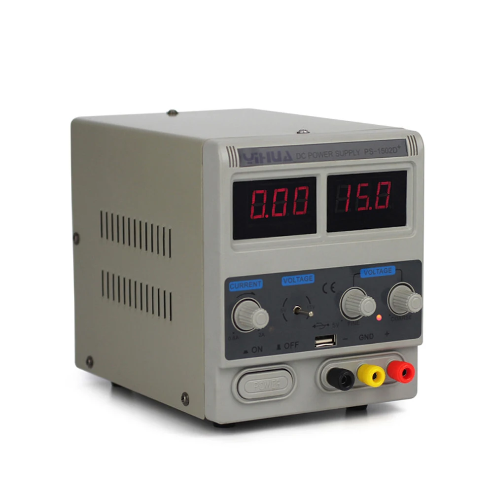 YIHUA 1502D + 15 В 2A Dc Регулируемый источник питания светодиодный двойной дисплей