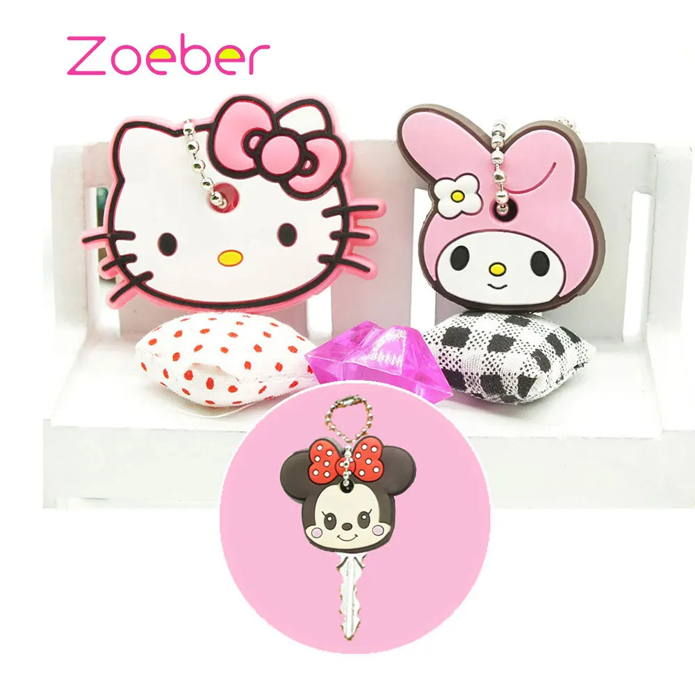 Zoeber 2018 Kartun Penutup Kunci Lucu Anime Silicone Key Chains Lucu