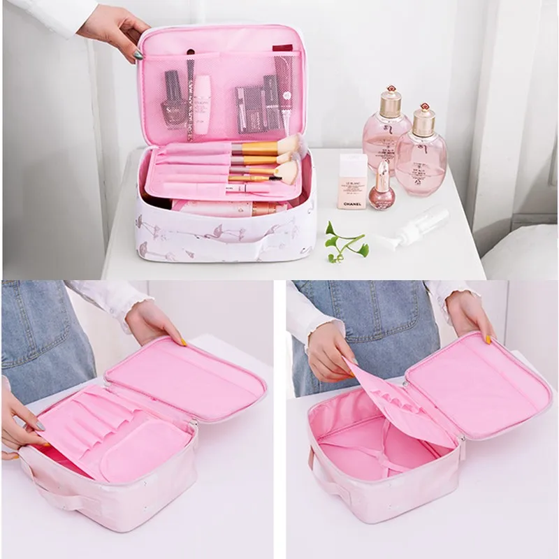 Фламинго большой емкости Женская мода красота Макияж сумки Водонепроницаемый Косметический мешок дорожный Органайзер для ванной портативный мыть мешок