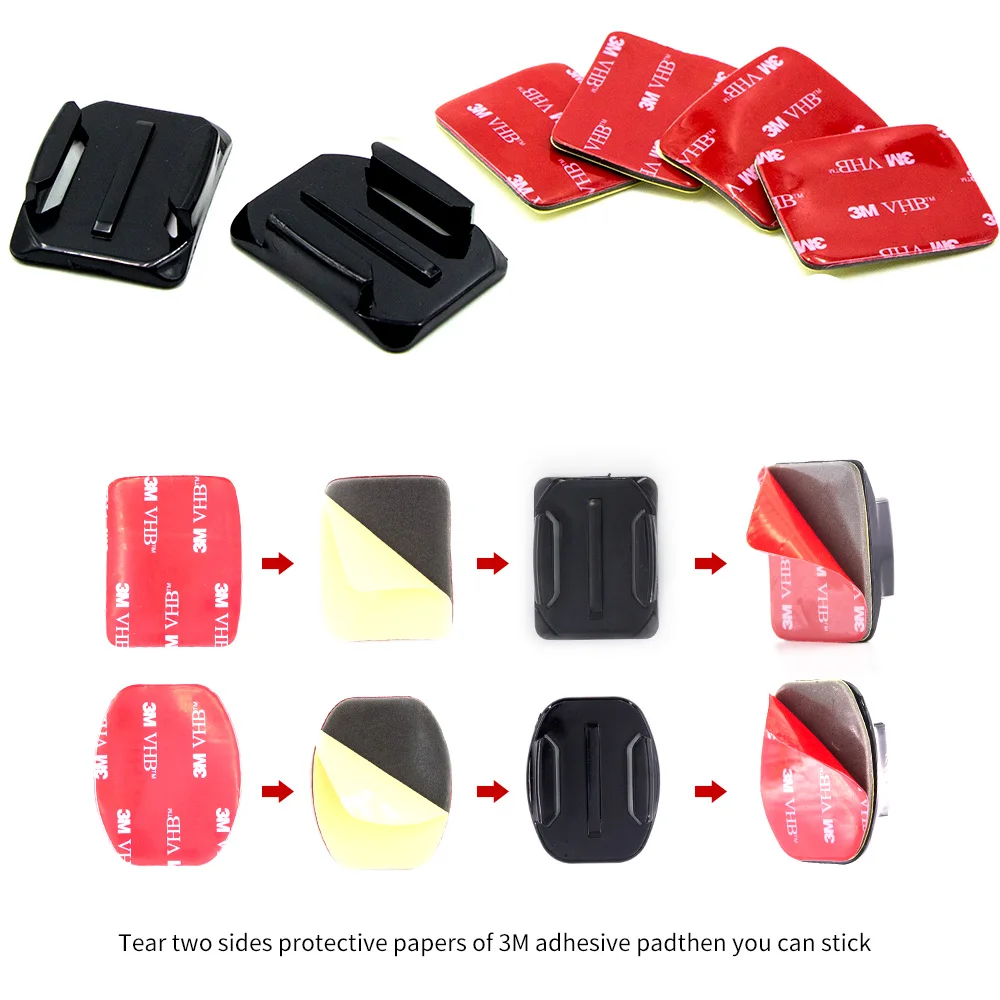 16pcs Set Flat Curved Helmet Base Adhesive Mount +3M VHB Stickers For Go Pro Hero 6 5 4 3 Xiaomi yi 4K SJCAM GoPro Sport Camera |