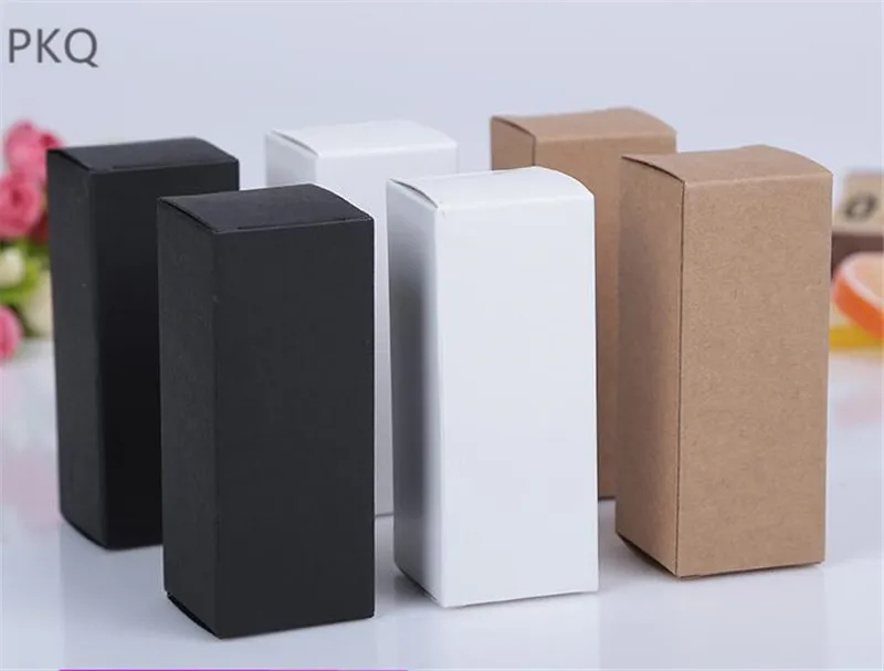 

100pcs 10ml/20ml/30ml/50ml/100ml White Black Kraft Paper packaging Box Dropper Bottle Cosmetics Party Gift tubes cardboard Boxes