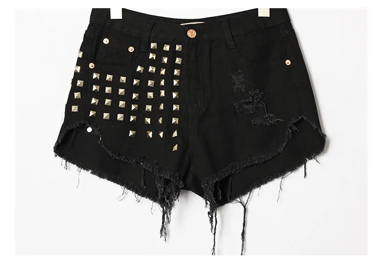 2017 European station Europe and the United States new rivets rivets irregular cat to be side cowboy high waist pants shorts hot pants (18)