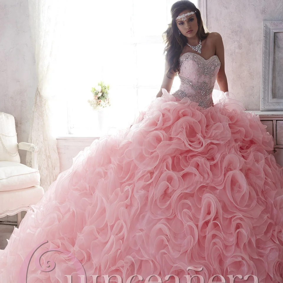 Пышное платье из органзы съемная юбка бальное платье на заказ бисером кристалл оборками Vestido дебютантка Q1072