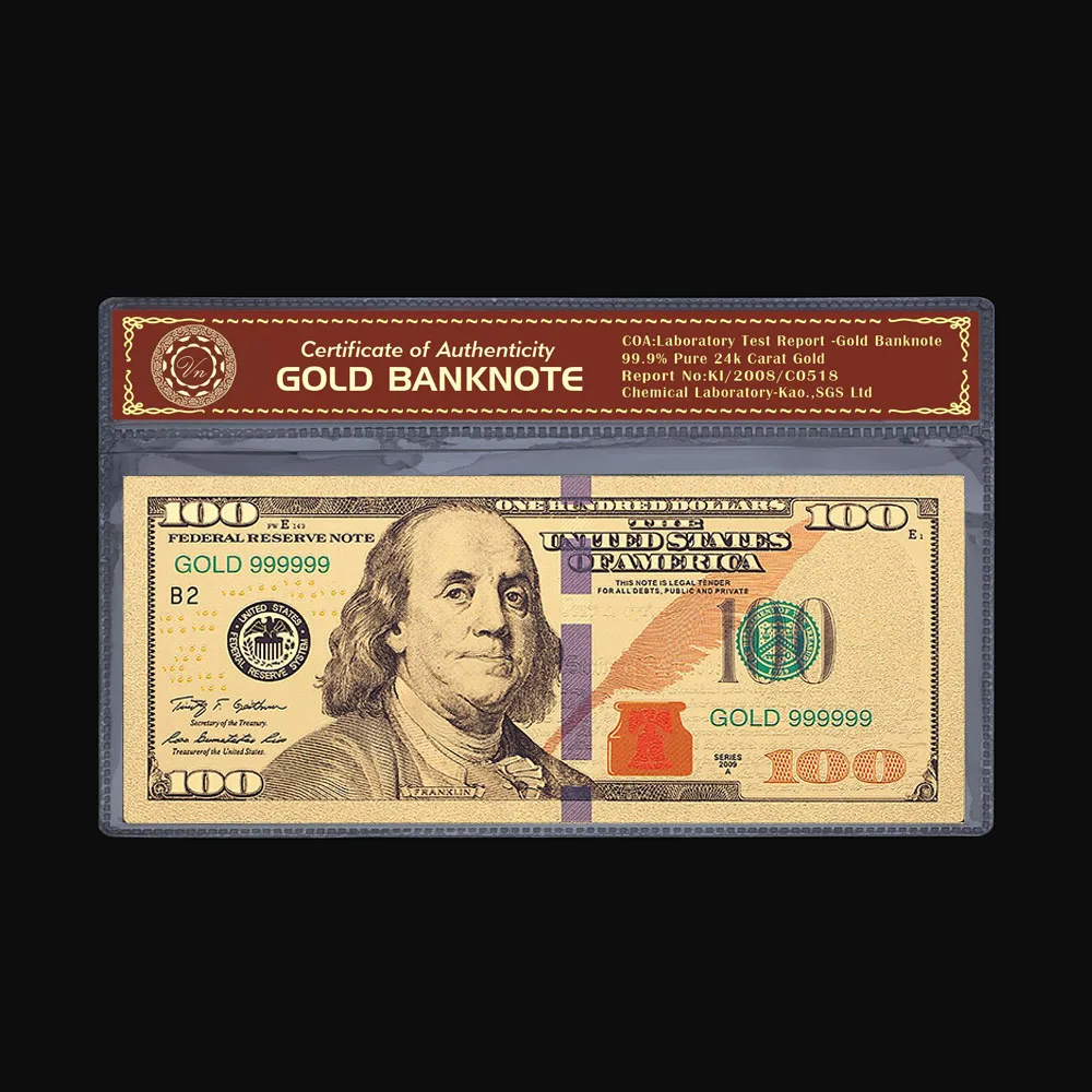 

colorful Plated Banknote Red Money USD 100 Dollar America US Bill Home Decoration Crafts Currency Hot New Money Collection Gift