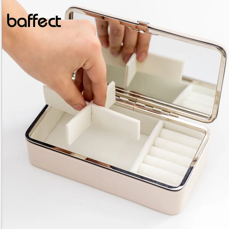 

Portable Mini PU Jewelry Box Carrying Case with Glass Cover Jewelry Ring Display Box Tray Holder Storage Box Organizer