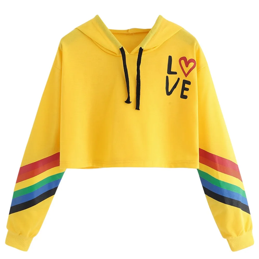 

Sweatshirt Spring New Fashion For Women Long Sleeve Hoodie Pullover Rainbow Letter Love Print Sweatshirt Tops Ladies Plus Size