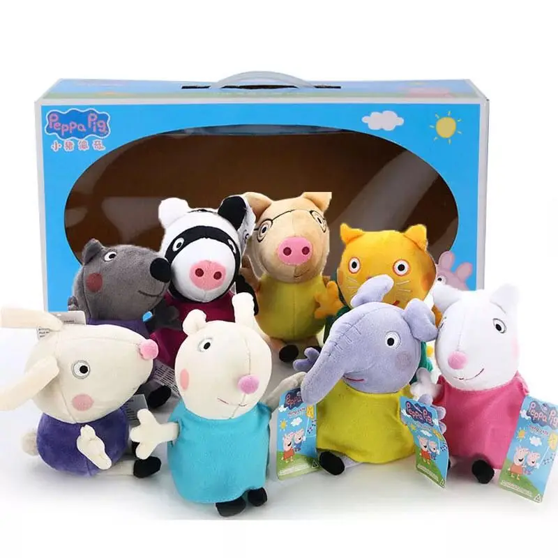 

Genuine Peppa Pig 19cm Rebecca / Richard Rabbit Danny Dog Candy Cat Suzzy Sheep friend Emily Elephant plush toy Children's toy