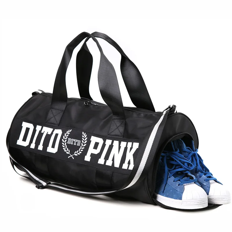 Pink/gray/black Women Men Gym Bag Fitness Shoulder Gird Strip Travel Bag Outdoor Yoga Bag With Shoes Storage Sac De Sport - Цвет: Black Large