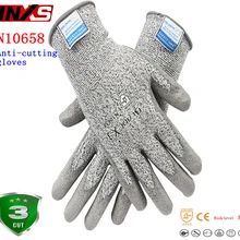 SAFETY-INXS N10658 анти-порезы перчатки EC Сертификация HPPE лайнер ПУ окунутые ладони анти-резка носимые защитные перчатки