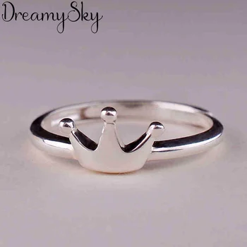 

Luxury Jewelry Trendy 925 Sterling Silver Crown Antique Rings For Women Ladies Large Adjustable Size Ring Joyas De Plata