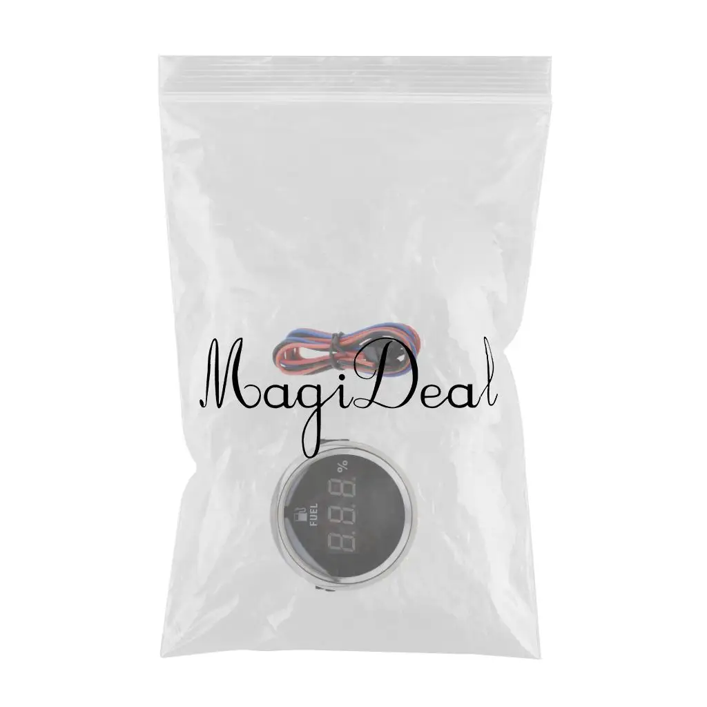 2' 52mm Black Chrome Digital fuel level gauge  0-190ohm signal Indicador de nivel de combustible jauge de carburant Auto Parts