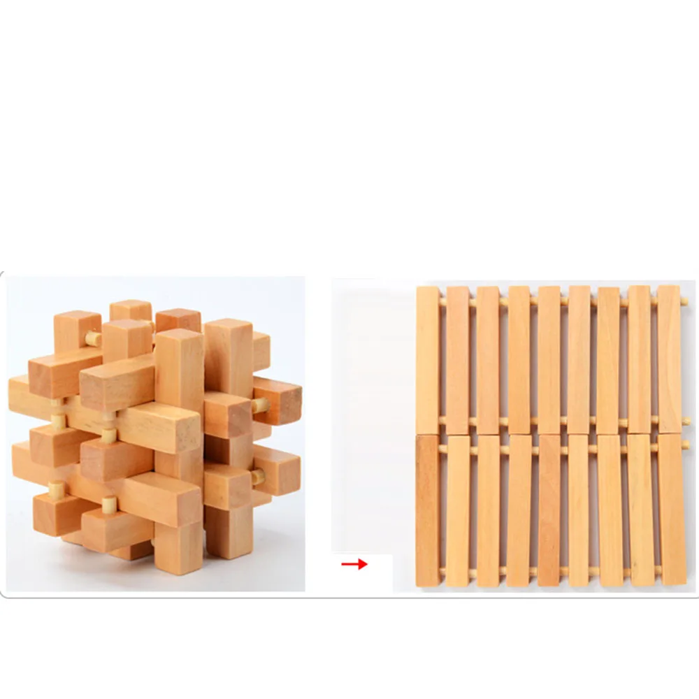Kong Ming Luban Lock Kids Adult Wooden Intellectual Board Brain Tease Toy, Fun Educational Block Board Game Toy For Children (2)