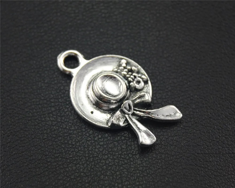 25 шт. античный серебряный лук цветок шляпа Подвески DIY ожерелье браслет результаты 23x13 мм A1740