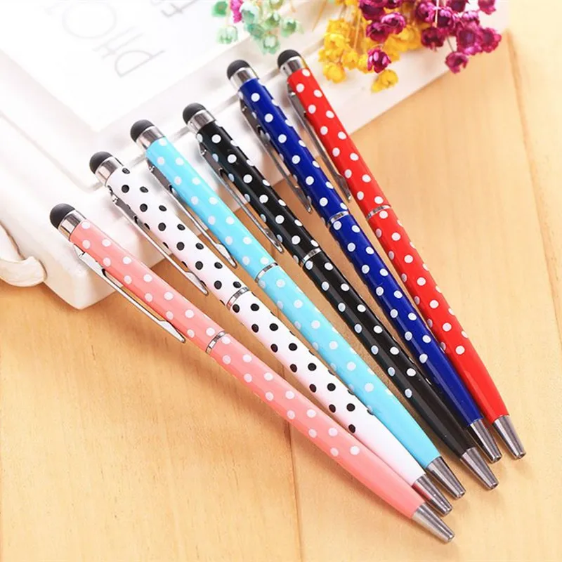 

Coloffice 1PC Dot Pattern Touch Screen Metal Signature Ballpoint Pens Stationery Ballpen Stylus Pen 0.5mm Office School Supplies