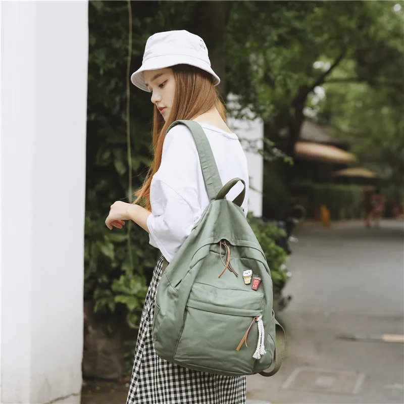 Menghuo Women Backpack for School Teenager Girls Vintage Stylish School Bag Ladies Cotton Fabric Backpack Female Bookbag Mochila (58)