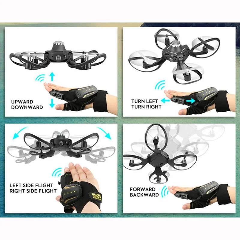 Koop Mini Opvouwbare RC Helicopter Hand Handschoen Sensor Gebaar Sensing Wifi Controle Drones Vliegtuigen Speelgoed met HD Camera FPV Quadrocopters